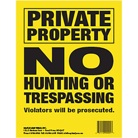 Maple Leaf No Trespassing Sign Yellow 8.5 x 11 in. Vertical