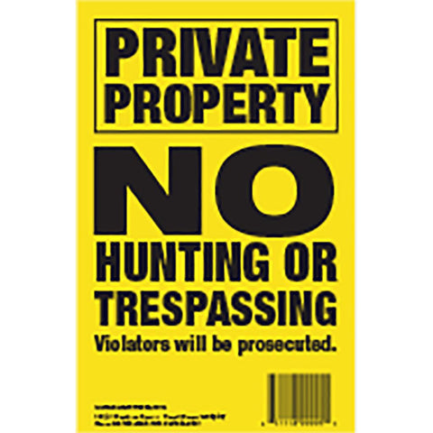 Maple Leaf No Trespassing Sign Yellow 5.5 x 8 in. Vertical