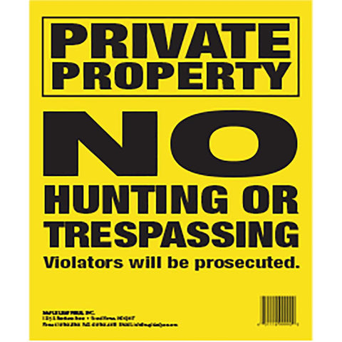 Maple Leaf No Trespassing Sign Yellow 10 x 12 in. Vertical