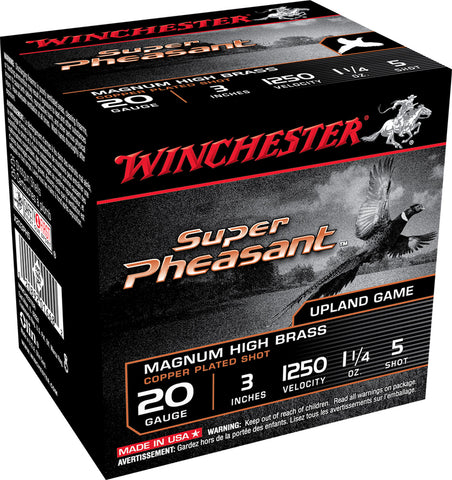Winchester Ammo X203PH5 Super Pheasant Magnum High Brass 20 Gauge 3" 1 1/4 oz 5 Shot 25 Bx/ 10 Cs