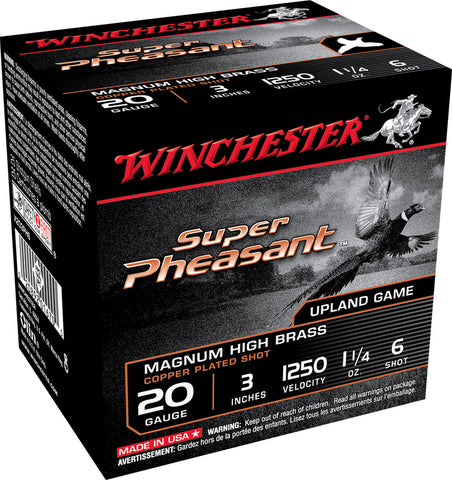 Winchester Ammo X203PH6 Super Pheasant HV High Brass 20 Gauge 3" 1 1/4 oz 6 Shot 25 Bx/ 10 Cs
