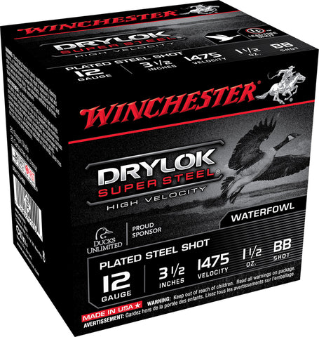 Winchester Ammo SSH12LHBB Drylock Super Steel High Velocity 12 Gauge 3.50" 1 1/2 oz BB Shot 25 Bx/ 10 Cs
