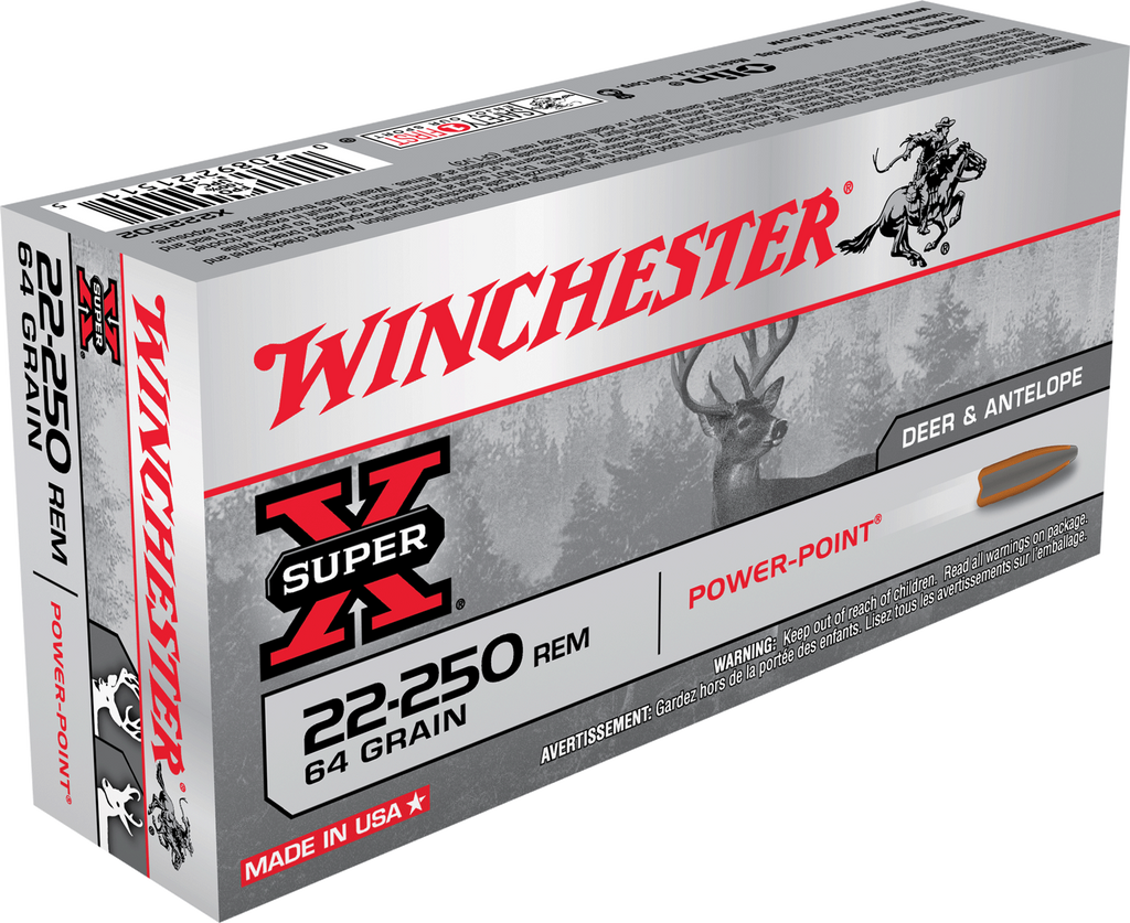 Winchester Ammo X222502 Super-X 22-250 Remington 64 GR Power-Point 20 Bx/ 10 Cs
