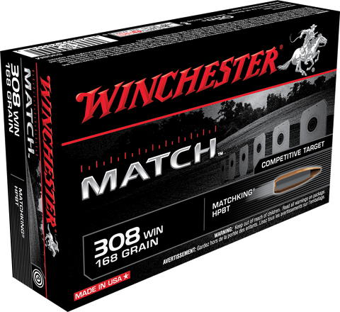 Winchester Ammo S308M Supreme 308 Winchester/7.62 NATO 168 GR Sierra MatchKing BTHP 20 Bx/ 10 Cs