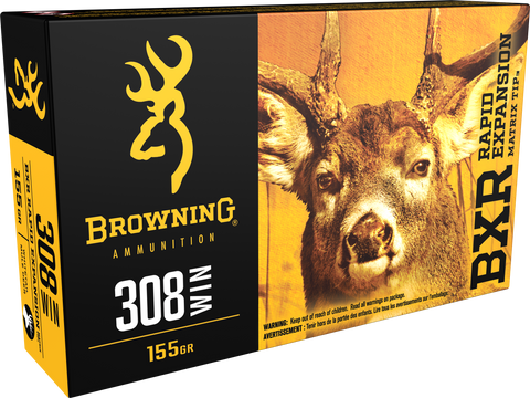Browning Ammo B192103081 BXR Rapid Expansion 308 Win/7.62 NATO 155 GR Matrix Tip 20 Bx/ 10 Cs