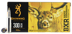 Browning Ammo B192130001 BXR Rapid Expansion 300 Winchester Short Magnum 155 GR Matrix Tip 20 Bx/ 10 Cs
