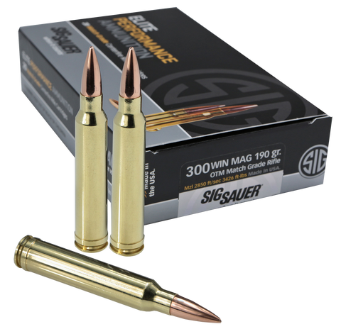 Sig Sauer E3WMM120 Match Grade 300 Winchester Magnum 190 GR Open Tip Match 20 Bx/ 25 Cs