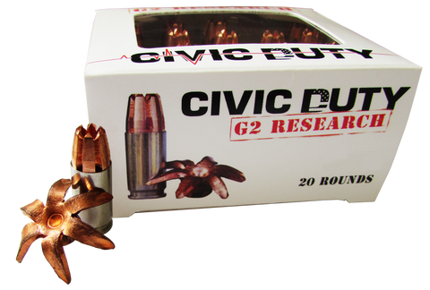 G2 Research CIVIC 45 ACP Civic Duty 45 ACP 168 GR Copper Expansion Projectile 20 Bx/ 25 Cs