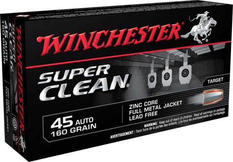 Winchester Ammo W45LF Super Clean 45 ACP 160 GR FMJ 50 Bx/ 10 Cs