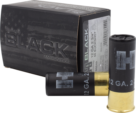 Hornady 86249 Black 12 Gauge 2.75" Buckshot 8 Pellets 00 Buck 10 Bx/ 10 Cs