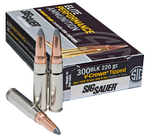 Sig Sauer E300H220 Hunting 300 AAC Blackout/Whisper (7.62x35mm) 220 GR Open Tip Match 20 Bx/ 10 Cs