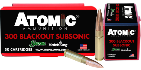 Atomic 00465 Subsonic 300 AAC Blackout/Whisper (7.62X35mm) 220 GR HPB Tail 50 Bx/ 10 Cs