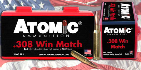 Atomic 00460 Match 308 Winchester/7.62 NATO 168 GR Tipped MatchKing 20 Bx/ 10 Cs