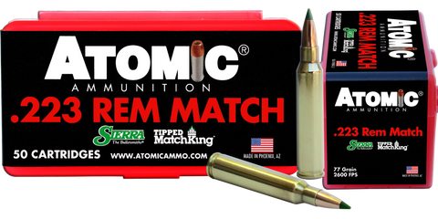 Atomic 00452 Match 223 Remington/5.56 NATO 77 GR Tipped MatchKing 50 Bx/ 10 Cs