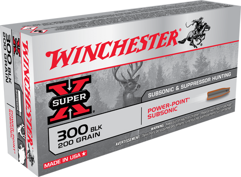 Winchester Ammo X300BLKX Super-X 300 AAC Blackout/Whisper (7.62X35mm) 200 GR Hollow Point SubSonic 20 Bx/ 10 Cs