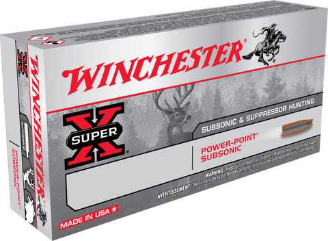 Winchester Ammo X308SUBX Super-X 308 Win/7.62 NATO 185 GR Hollow Point SubSonic 20 Bx/ 10 Cs