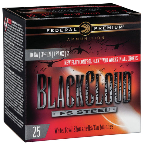 Federal PWBX1072 Black Cloud FS Steel 10 Gauge 3.50" 1 5/8 oz 2 Shot 25 Bx/ 10 Cs