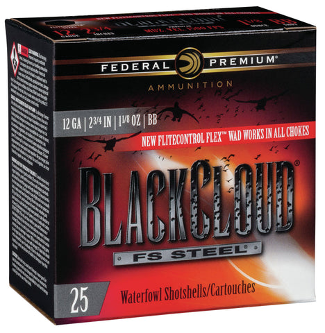 Federal PWBX147BB Black Cloud FS Steel 12 Gauge 2.75" 1 1/8 oz BB Shot 25 Bx/ 10 Cs