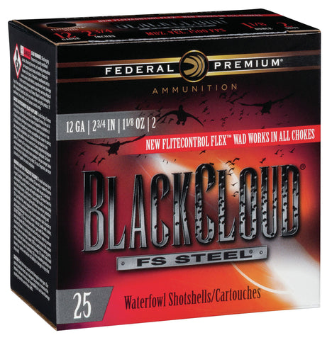 Federal PWBX1472 Black Cloud FS Steel 12 Gauge 2.75" 1 1/8 oz 2 Shot 25 Bx/ 10 Cs