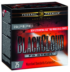 Federal PWBX1473 Black Cloud FS Steel 12 Gauge 2.75" 1 1/8 oz 3 Shot 25 Bx/ 10 Cs
