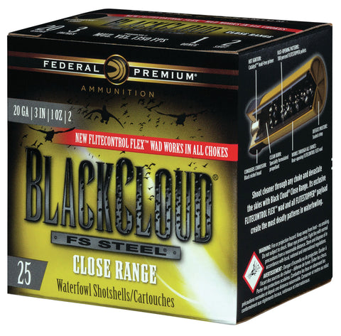 Federal PWBXD2092 Black Cloud FS Steel Close Range 20 Gauge 3" 1 oz 2 Shot 25 Bx/ 10 Cs