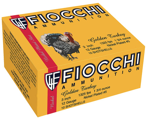 Fiocchi 123TRK5 Turkey Nickel Plated 12 ga 3" 1-3/4oz 5 Shot 10Box/25Case