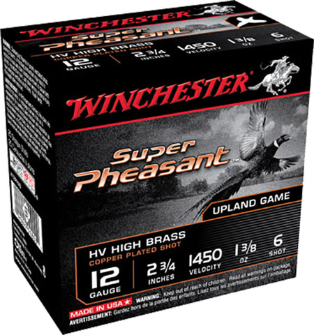 Winchester Ammo X12PHV6 Super Pheasant HV High Brass 12 Gauge 2.75" 1 3/8 oz 6 Shot 25 Bx/ 10 Cs