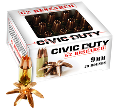 G2 Research CIVIC Civic Duty 9mm Luger 96 GR Hollow Point 20 Bx/ 25 Cs