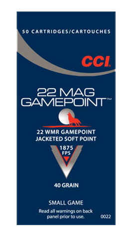 CCI 0022 22Win Mag 40GR Gamepoint Jacketed Soft Point 50Box/40Case