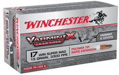 Winchester Ammo X17W15PLF Varmint X 17 Winchester Super Magnum  (WSM) 15 GR Polymer Tip Lead Free 50 Bx/ 10 Cs