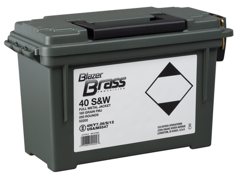 CCI 52202 Blazer 40 S&W 180 GR FMJ Flat Nose 250 Total Plano Ammo Bx - 250 Rounds