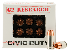 G2 Research CIVIC 380 Civic Duty 380 Automatic Colt Pistol (ACP) 64 GR Copper Expansion Projectile 20 Bx/ 25 Cs