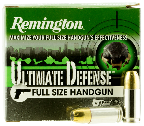 Remington Ammunition HD9MMD Ultimate Defense Full Size Handgun 9mm Luger +P 124 GR Brass Jacket Hollow Point 20 Bx/ 25 Cs