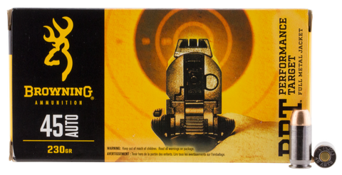 Browning Ammo B191800451 BPT Performance 45 Automatic Colt Pistol (ACP) 230 GR Full Metal Jacket 50 Bx/ 10 Cs