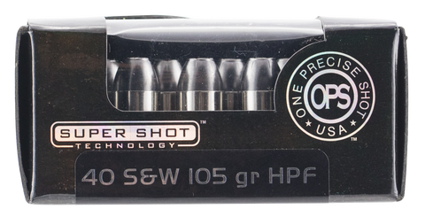 Ammo Inc 40105HPF OPS 40 Smith & Wesson (S&W) 105 GR Hollow Point 20 Bx/ 10 Cs