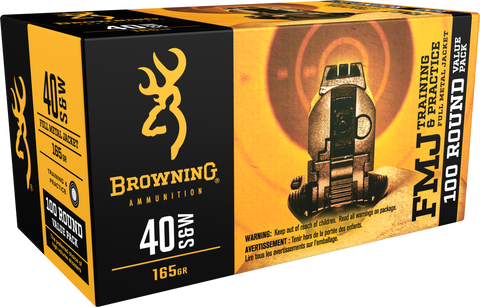 Browning Ammo B191800404 Training & Practice 40 Smith & Wesson (S&W) 165 GR Full Metal Jacket 100 Bx/ 5 Cs - 100 Rounds
