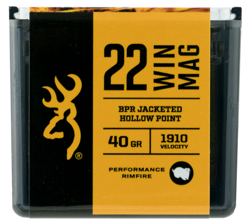 Browning Ammo B195122050 BPR Performance 22 Winchester Magnum Rimfire (WMR) 40 GR Jacketed Hollow Point 50 Bx/ 20 Cs