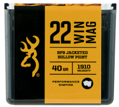 Browning Ammo B195122050 BPR Performance 22 Winchester Magnum Rimfire (WMR) 40 GR Jacketed Hollow Point 50 Bx/ 20 Cs