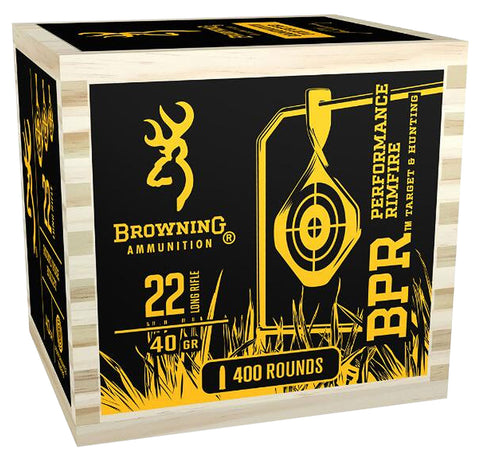 Browning Ammo B194122WBO BPR Performance 22 Long Rifle (LR) 40 GR Lead Round Nose 400 Bx/ 6 Cs - 2400 Rounds