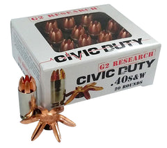 G2 Research  Civic Duty 40 Smith & Wesson (S&W) 122 GR Copper Expansion Projectile 20 Bx/ 25 Cs