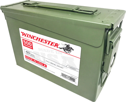 Winchester Ammo USA40AC USA Centerfire 40 Smith & Wesson (S&W) 165 GR Full Metal Jacket 500RD Ammo Can - 500 Rounds