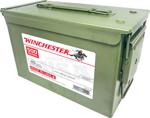 Winchester Ammo USA45AC USA Centerfire 45 Automatic Colt Pistol (ACP) 230 GR Full Metal Jacket 500RD Ammo Can - 500 Rounds