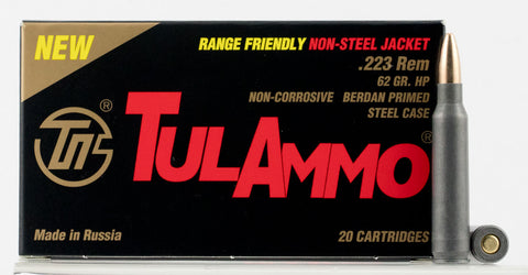 Tulammo TA223624 Centerfire Rifle 223 Remington/5.56 NATO 62 GR Hollow Point 20 Bx/ 50 Cs