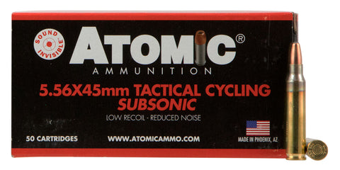 Atomic 00408 Tactical Cycling Subsonic 5.56 NATO 112 GR Soft Point Round Nose 50 Bx/ 10 Cs