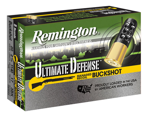Remington Ammunition 20BRR3HD Ultimate Defense Buckshot 20 Gauge 2.75" Buckshot 17 Pellets 3 Buck Shot 5 Bx/ 20 Cs