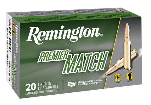 Remington Ammunition RM6CM01 Premier Match 6mm Creedmoor 115 GR Open Tip Match Boat Tail 20 Bx/ 10 Cs
