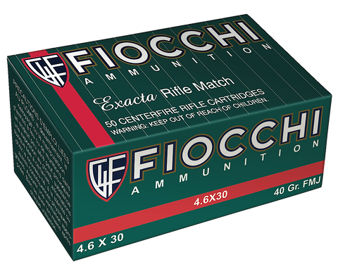 Fiocchi 46EXA Exacta 4.6X30 H&K 40 GR FMJ 50 Bx/ 20 Cs