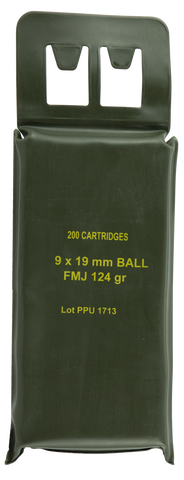 PPU PPNPBP Mil-Spec Battle Pack 9mm Luger 115 GR Full Metal Jacket 200 Bx/ 6 Cs - 200 Rounds