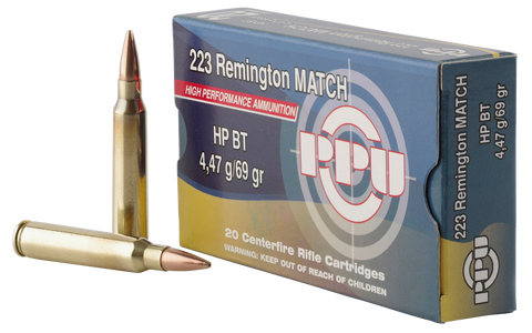PPU PPM2231 Match 223 Remington/5.56 NATO 69 GR Hollow Point Boat Tail 20 Bx/ 50 Cs