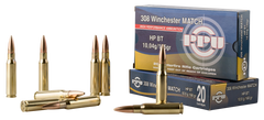 PPU PPM3082 Match 308 Winchester/7.62 NATO 168 GR Hollow Point Boat Tail 20 Bx/ 10 Cs